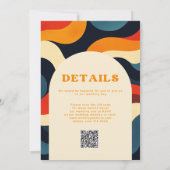Groovy Colorful Retro Wavy Boho QR Code Wedding Einladung (Rückseite)