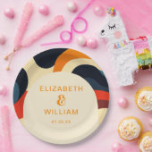 Groovy Colorful Retro Wavy Boho Wedding Pappteller (Party)