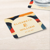 Groovy Colorful Retro Wavy Boho Wedding Rechteckiger Pappuntersetzer (angewinkelt)