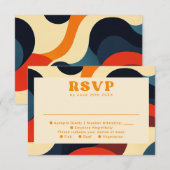 Groovy Colorful Retro Wavy Boho Wedding RSVP Karte (Vorne/Hinten)