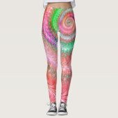 Groovy Colorful Spiral Digitales Abstraktes Frakta Leggings (Vorderseite)