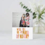 Groovy Colorful Trauzeugin Foto Vorschlag Postkarte (Stehend Vorderseite)