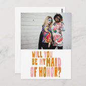 Groovy Colorful Trauzeugin Foto Vorschlag Postkarte (Vorne/Hinten)