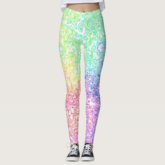 Groovy Colorful Vibrant Maximalist Rainbow Marble Leggings (Vorderseite)