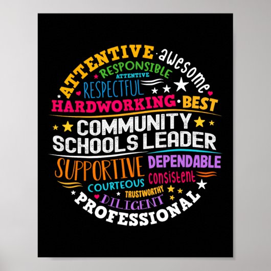 Groovy Community Schools Leader Spreading Positivi Poster (Vorne)