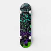 Groovy Cool Black Lila Green Abstrakt Art Skateboard (Vorderseite)