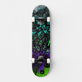 Groovy Cool Black Lila Green Abstrakt Art Skateboard