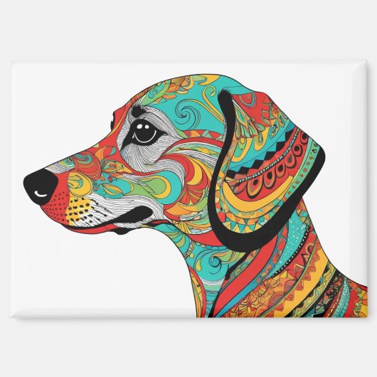 Groovy Coole Dackel Dog Multicolor Dackel Magnet (Vorderseite)
