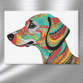 Groovy Coole Dackel Dog Multicolor Dackel Magnet