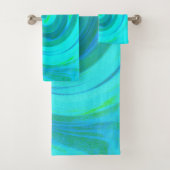 Groovy Cooles Abstraktes Aqua Liquid Art Swirl Badhandtuch Set (Insitu)