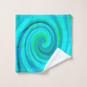 Groovy Cooles Abstraktes Aqua Liquid Art Swirl Badhandtuch Set (Waschlappen)