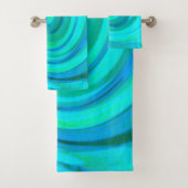 Groovy Cooles Abstraktes Aqua Liquid Art Swirl Badhandtuch Set (Insitu)