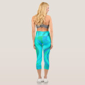 Groovy Cooles Abstraktes Aqua Liquid Art Swirl Capri Leggings (Rückseite)