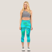 Groovy Cooles Abstraktes Aqua Liquid Art Swirl Capri Leggings (Vorderseite)