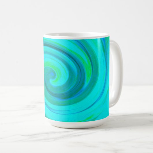 Groovy Cooles Abstraktes Aqua Liquid Art Swirl Kaffeetasse (VorderseiteRechts)
