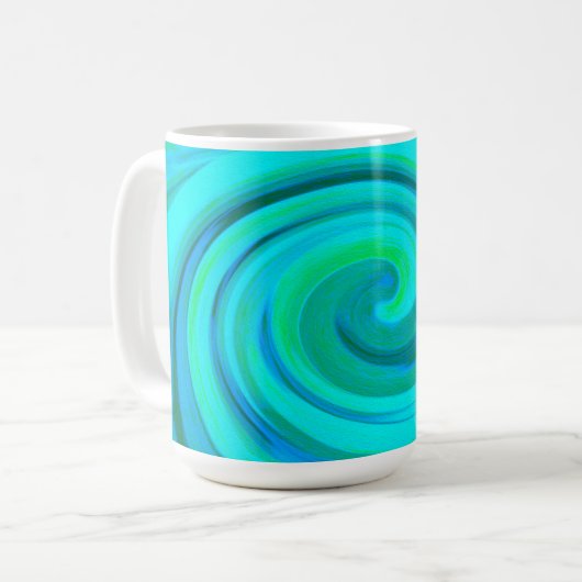 Groovy Cooles Abstraktes Aqua Liquid Art Swirl Kaffeetasse (Vorderseite Links)