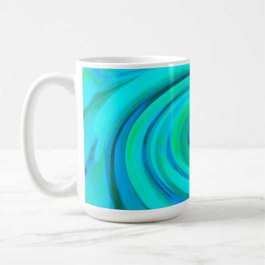 Groovy Cooles Abstraktes Aqua Liquid Art Swirl Kaffeetasse (Links)