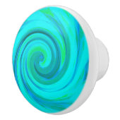 Groovy Cooles Abstraktes Aqua Liquid Art Swirl Keramikknauf (Rechts)
