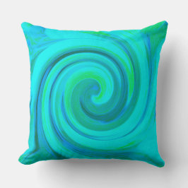 Groovy Cooles Abstraktes Aqua Liquid Art Swirl Kissen