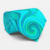 Groovy Cooles Abstraktes Aqua Liquid Art Swirl Krawatte (Gerollt)