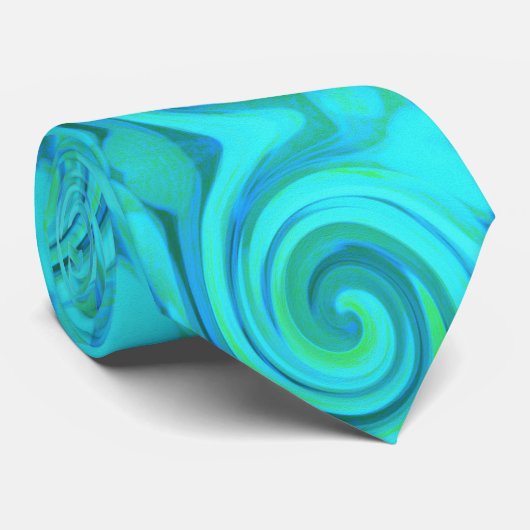 Groovy Cooles Abstraktes Aqua Liquid Art Swirl Krawatte (Gerollt)