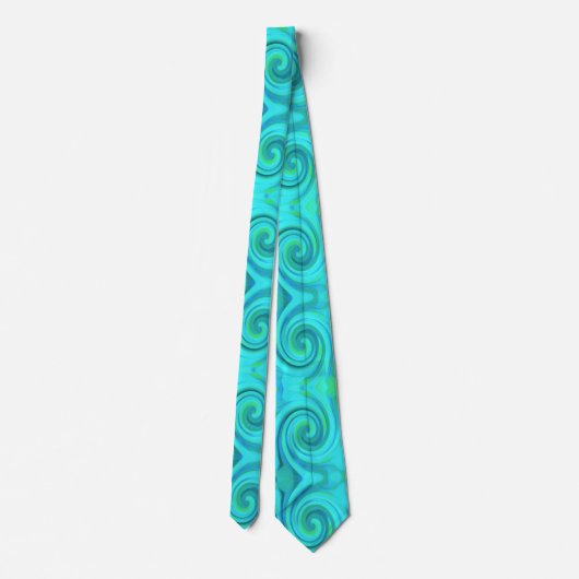 Groovy Cooles Abstraktes Aqua Liquid Art Swirl Krawatte (Rückseite)