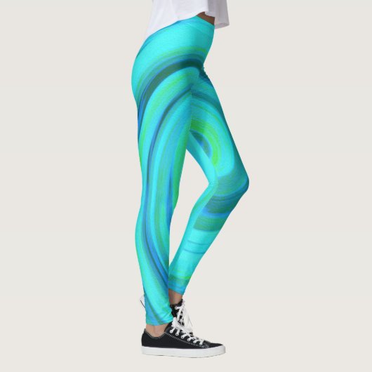 Groovy Cooles Abstraktes Aqua Liquid Art Swirl Leggings (Rechts)