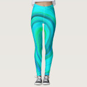 Groovy Cooles Abstraktes Aqua Liquid Art Swirl Leggings (Vorderseite)