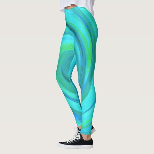Groovy Cooles Abstraktes Aqua Liquid Art Swirl Leggings (Links)