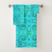 Groovy Cooles Abstraktes Aqua Liquid Art Swirl Mus Badhandtuch Set (Insitu)