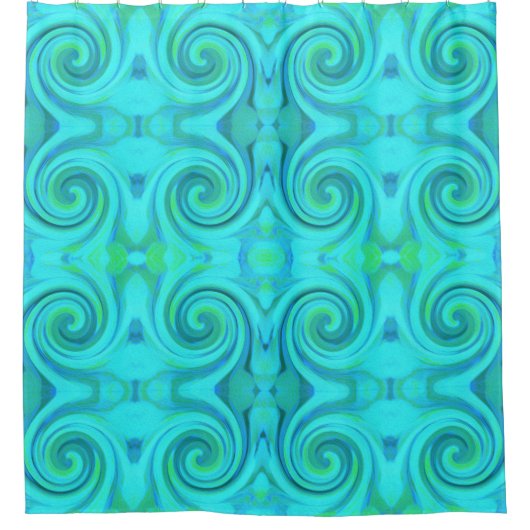 Groovy Cooles Abstraktes Aqua Liquid Art Swirl Mus Duschvorhang (Vorderseite)