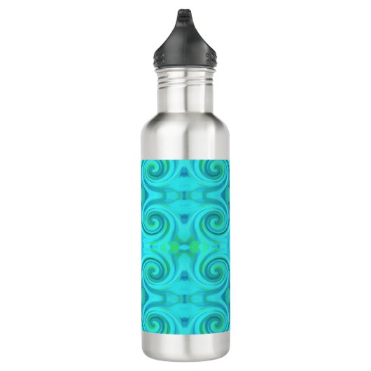 Groovy Cooles Abstraktes Aqua Liquid Art Swirl Mus Edelstahlflasche (Rechts)
