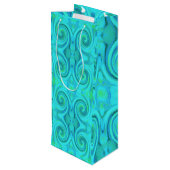 Groovy Cooles Abstraktes Aqua Liquid Art Swirl Mus Geschenktüte Für Weinflaschen (Rückseite Schrägansicht)