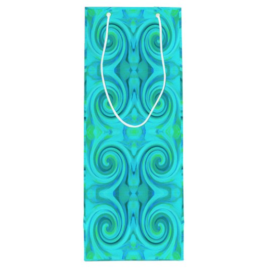 Groovy Cooles Abstraktes Aqua Liquid Art Swirl Mus Geschenktüte Für Weinflaschen (Rückseite)