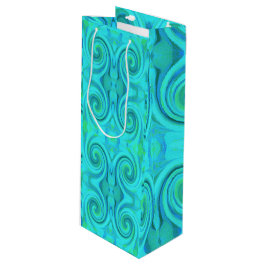 Groovy Cooles Abstraktes Aqua Liquid Art Swirl Mus Geschenktüte Für Weinflaschen