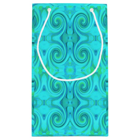 Groovy Cooles Abstraktes Aqua Liquid Art Swirl Mus Kleine Geschenktüte (Rückseite)