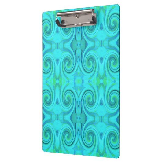 Groovy Cooles Abstraktes Aqua Liquid Art Swirl Mus Klemmbrett (Links)