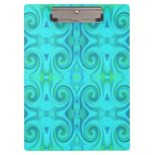Groovy Cooles Abstraktes Aqua Liquid Art Swirl Mus Klemmbrett