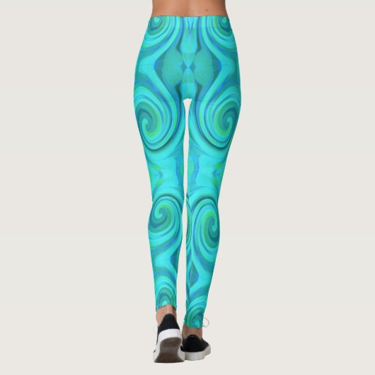 Groovy Cooles Abstraktes Aqua Liquid Art Swirl Mus Leggings (Rückseite)