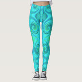 Groovy Cooles Abstraktes Aqua Liquid Art Swirl Mus Leggings (Vorderseite)