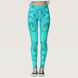 Groovy Cooles Abstraktes Aqua Liquid Art Swirl Mus Leggings
