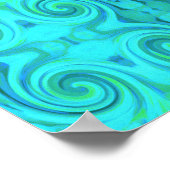 Groovy Cooles Abstraktes Aqua Liquid Art Swirl Mus Poster (Ecke)