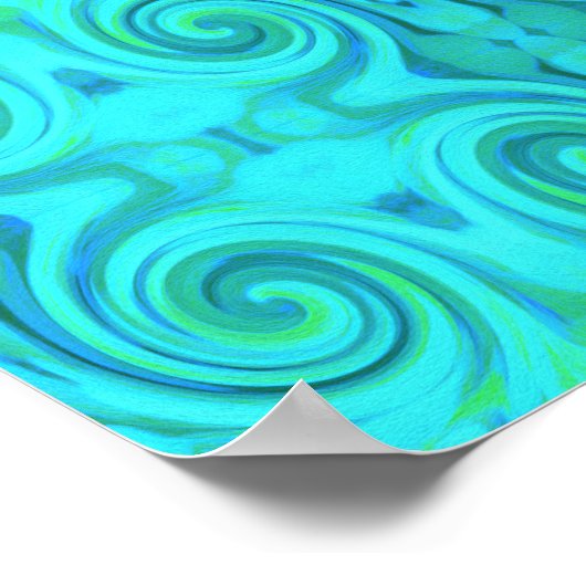 Groovy Cooles Abstraktes Aqua Liquid Art Swirl Mus Poster (Ecke)