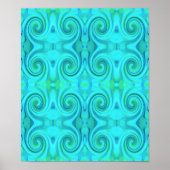 Groovy Cooles Abstraktes Aqua Liquid Art Swirl Mus Poster (Vorne)