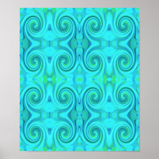 Groovy Cooles Abstraktes Aqua Liquid Art Swirl Mus Poster (Vorne)