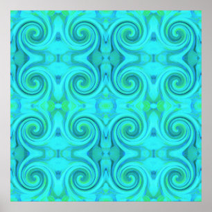 Groovy Cooles Abstraktes Aqua Liquid Art Swirl Mus Poster