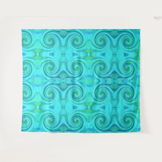 Groovy Cooles Abstraktes Aqua Liquid Art Swirl Mus Wandteppich (Vorderseite (Horizontal))