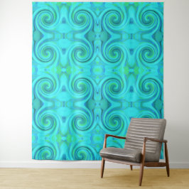 Groovy Cooles Abstraktes Aqua Liquid Art Swirl Mus Wandteppich