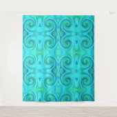 Groovy Cooles Abstraktes Aqua Liquid Art Swirl Mus Wandteppich (Vorderseite)