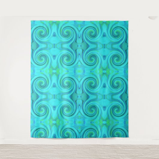 Groovy Cooles Abstraktes Aqua Liquid Art Swirl Mus Wandteppich (Vorderseite)